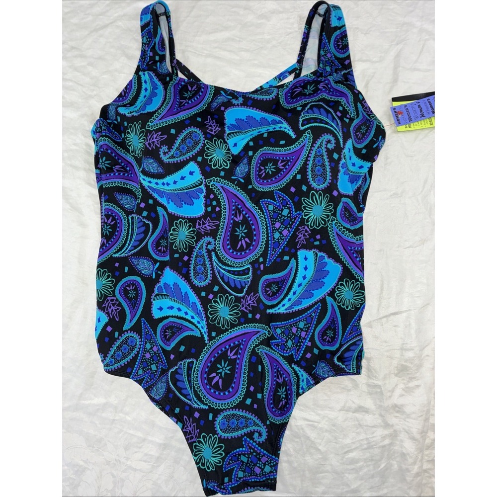 LONGITUDE LACE UP BACK TANK SWIMWEAR LONG TORSO ONE PIECE Size 24